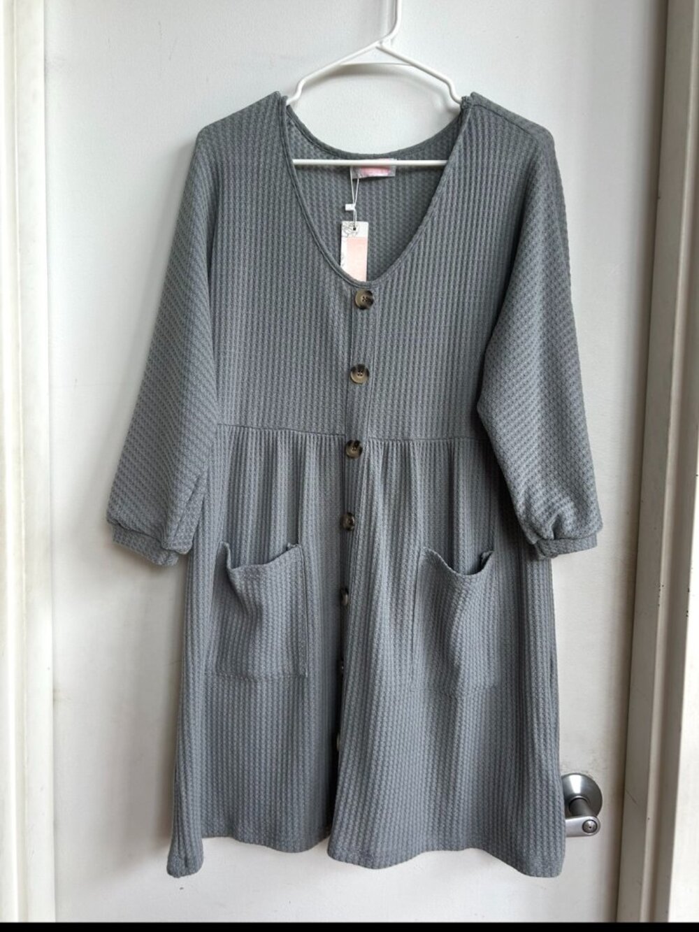 NWT gray button up sweater dress size small